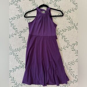 Girls cotton jersey purple halter neck dress. Girls size 11-12y